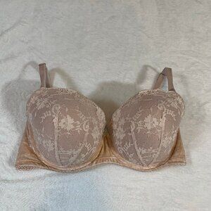 Victoria's‎ Secret beige nude lacy full coverage lined demi bra dream angels